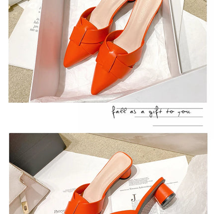 Summer Riband Decoration Slippers Women Fashion High Quality Round Heel Shoes Casual Sweet High Heels Plus Size 42 Women Sandals