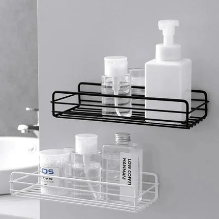 Wall Mounted Bathroom Shelf Corner Storage Iron Shower Drain Basket Cosmetic Rack Shampoo