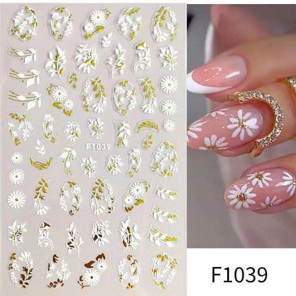 1PCS New Autumn Flowers Nail Decals Animal Nail Stickers Flower