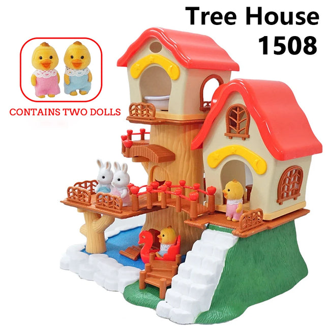 Dollhouse Castle Treehouse Auditorium Play House Miniature Furniture Model Kitchen Toy Girls Gift