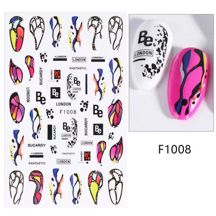 1PCS New Autumn Flowers Nail Decals Animal Nail Stickers Flower