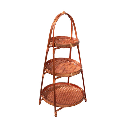 Bamboo Hand -Woven Fruit Plate Multi -Layer Refreshment Disk Display Shelf Bamboo Strip Basket Hotel Pastry Basket Fruit Plate