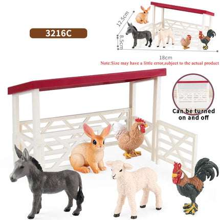 Farm Stable House Horseman Farmer Poultry Horse Animals Figurine Cute Kids Toy Gift