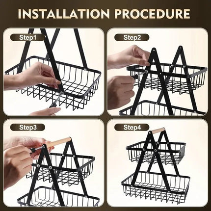 2/3 Tiers Countertop Fruit Basket,Portable Fruit Bowle Basket Kitchen Organizer Storage & Dining Room Fruits Vegetable Snacks