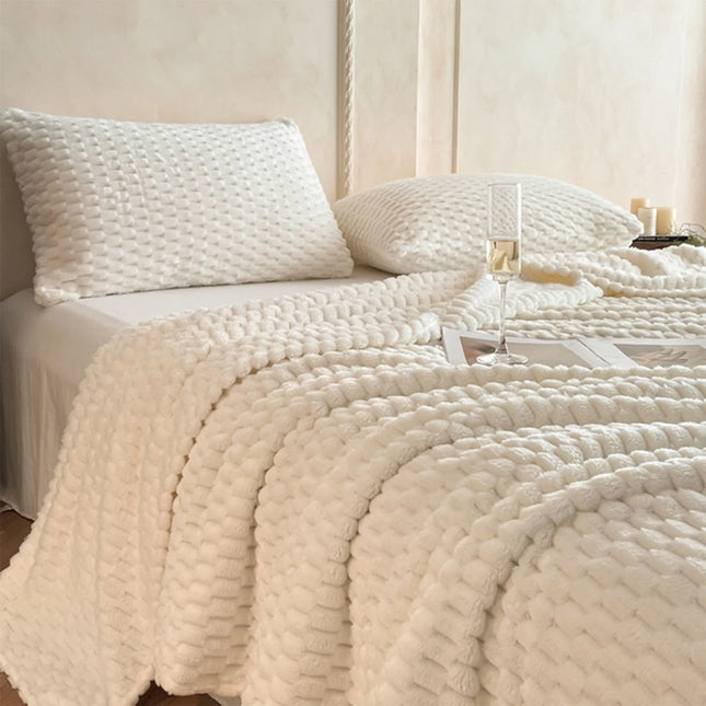 Super Soft Throw Blanket Ivory Premium Silky Flannel Fleece 3D Clouds