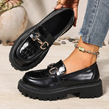 Women's Shoes Soft Sole Spring Autumn Seasonal Black British Style round Toe Rubber Outsole