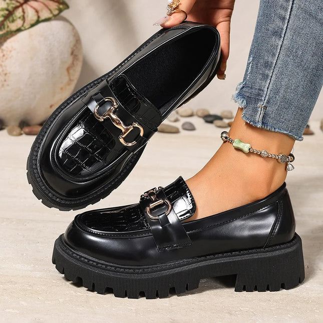 Women's Shoes Soft Sole Spring Autumn Seasonal Black British Style round Toe Rubber Outsole
