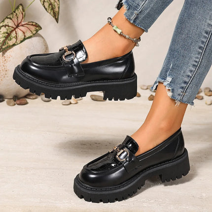 Women's Shoes Soft Sole Spring Autumn Seasonal Black British Style round Toe Rubber Outsole