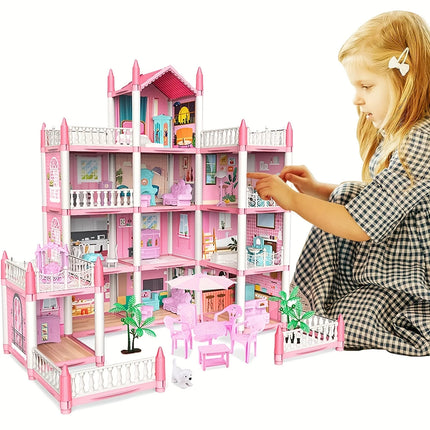 Children's Dream Princess Castle Villa Assembly Doll House Set Toy Girl Family Toy