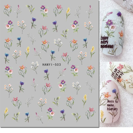 3d Nail Art Decals Elegant White RoyalBlue Roses Flowers