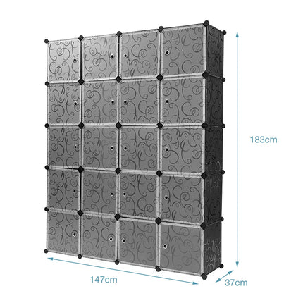 Wardrobe shoe cabinet storage cabinet,  20 cubes wardrobe with 2 clothes rails, stackable folding wardrobe, for bedroom clothes