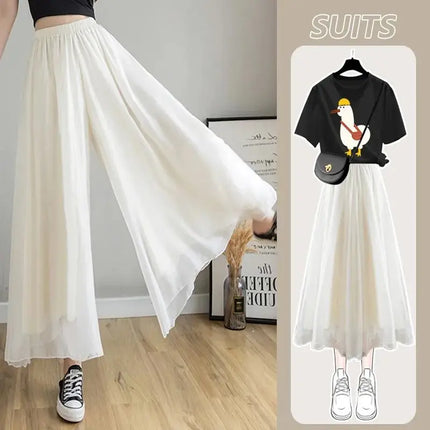 New Loose Versatile Elastic Waist Fashion Elegant Pant Skirt