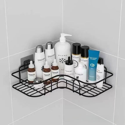 Wall Mounted Bathroom Shelf Corner Storage Iron Shower Drain Basket Cosmetic Rack Shampoo