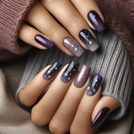 24Pcs Fashion Fake Nails Press on Long Ballet False Nails Art