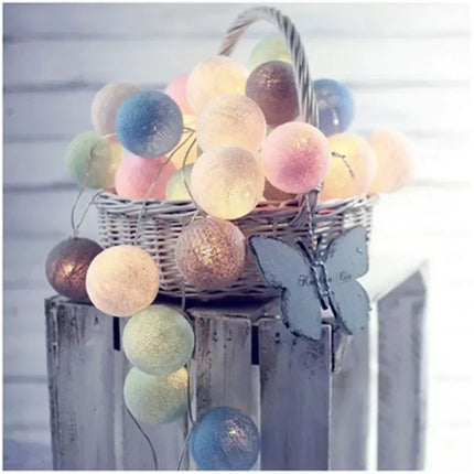 LED Cotton Balls String Lights Battery or USB Powered Fairy Garland Lighting Strings Christmas Holiday Wedding Party Decoration