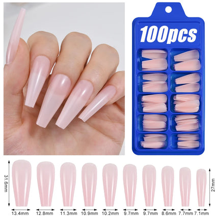 100Pcs Light Pink Press on Nails Short Medium Square