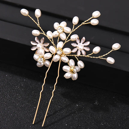 Fashion Crystal Pearl Rhinestone Hairpins Stick Hair Clip For Women Bridal Hair Accessories Party Wedding Hair Clips Jewelry