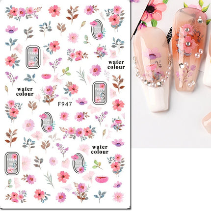 3d Nail Art Decals Elegant White RoyalBlue Roses Flowers