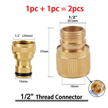 1Sets Garden Hose Quick Connect Water Hose Fitting, 3/4 Inch 1/2 Inch Brass BSP Female