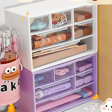 Multifunctional Transparent Six Grid Drawer Storage Box Multi-layer Desktop Storage Box Large Capacity Dustproof Organizing Box