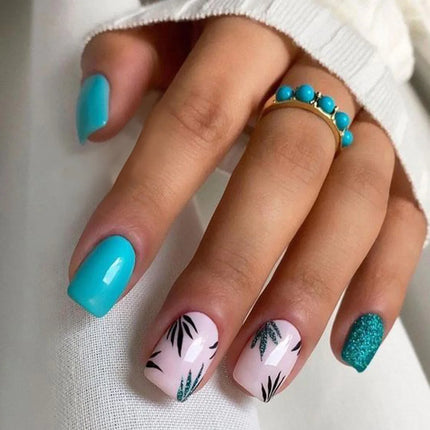 24Pcs Fashion Fake Nails Press on Long Ballet False Nails Art