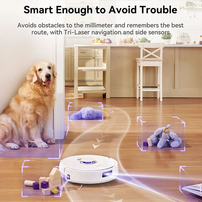 Narwal Freo X Plus 7800Pa Robot Vacuum Cleaner 3.5H Runtime Tri-Laser Structured Light Zero-Tangling Floating Brush 1L Dust Bin
