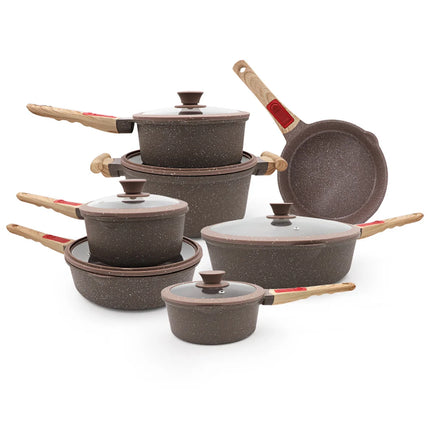 13 Piece Cast Aluminum Cookware Set Ceramic Coating Pan and Pot Set