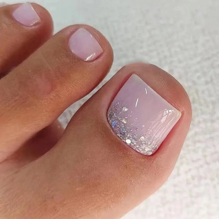 Nails with Natural Shimmer for Women Summer Pedicure Essential Easy Apply