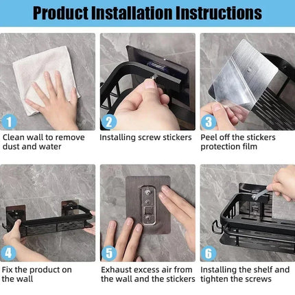 Bathroom Shelf Kitchen Storage Organizer Aluminum Alloy Shampoo Rack Shower