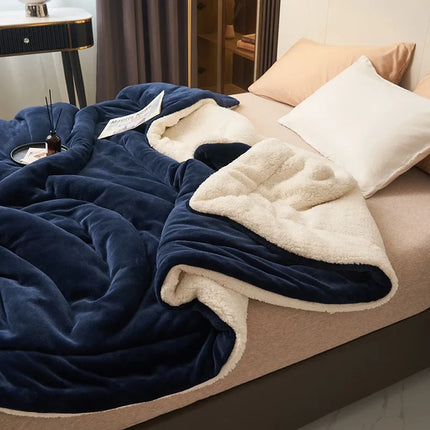 Winter Warm Blanket Mechanical Wash Double Layer Queen Blankets for Beds