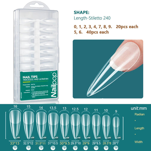 NAILPOP 240PCS Soft Gel Nail Tips Kit Full Cover Nail