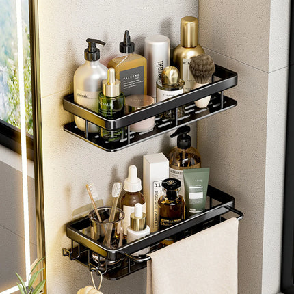 Bathroom Shelf No Drill Wall Mounted Shampoo Bottle Shower Corner Rack Toilet Storage Rack Aluminum