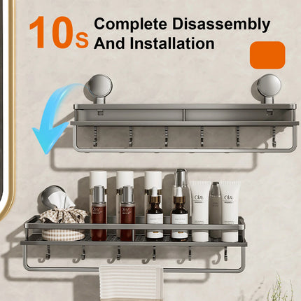 Suction Cup Bathroom Rack Bathroom Shelf Toilet Space Aluminum No Drill Hanging Rack Bathroom