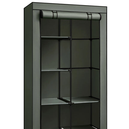 SONGMICS Fabric Wardrobe, Clothes Storage Organiser, 6 Shelves, 1 Hanging Rail, Non-Woven Fabric, Metal Frame, 45 x 88 x 168 cm