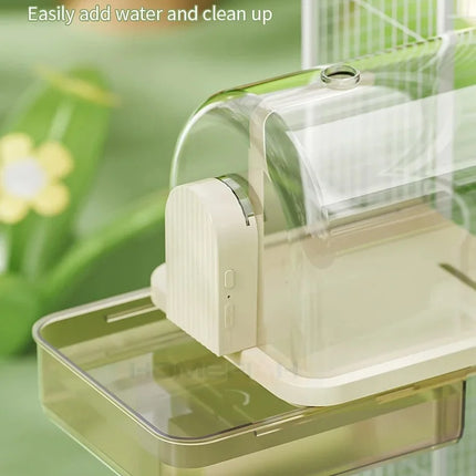 Clear Hanging Bird Bath Automatic Water Circulation Bath Shower For Bird Easy to clean Space Saving Design Bird Cage Accessory