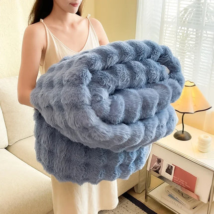 Luxury Premium Imitating Rabbit Fur Blanket Double-sided Plush Thickened