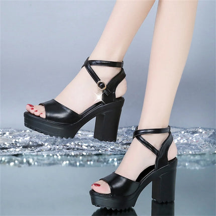 Women Fish Mouth Platform High Heels Wedges Buckle Slope Sandals Women Shoes Woman Platform High Heels Sandals High Heels