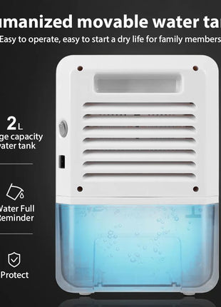 Air Dehumidifier 72W Home Dehumidifier portable dehumidifier Tank capacity 2000ML Air Dryer For Home Bedroom Office Kitchen Drye