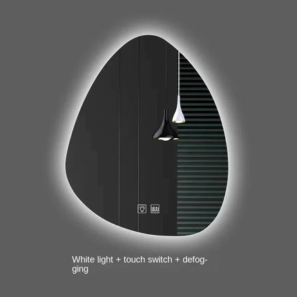 Hotel Cloakroom Vertical Irregular Bathroom Mirror Smart 3 Colors Adjustable LED Multifunction Light with Bluetooth Speaker