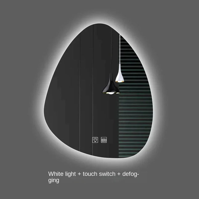 Hotel Cloakroom Vertical Irregular Bathroom Mirror Smart 3 Colors Adjustable LED Multifunction Light with Bluetooth Speaker