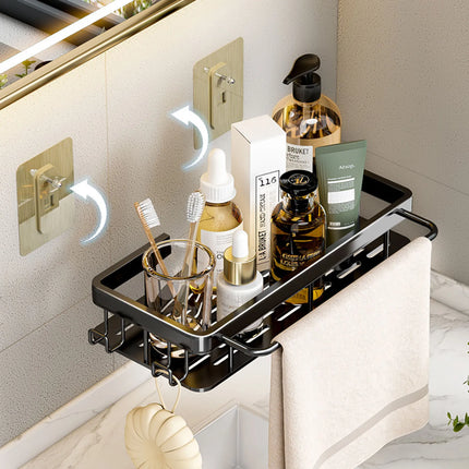 Bathroom Shelf No Drill Wall Mounted Shampoo Bottle Shower Corner Rack Toilet Storage Rack Aluminum