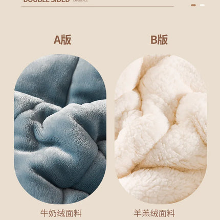 Lamb Wool Blanket Winter Double-sided Three-layer Quilted Blanket Skin-friendly Cozy Warm Bed Cover Blanket