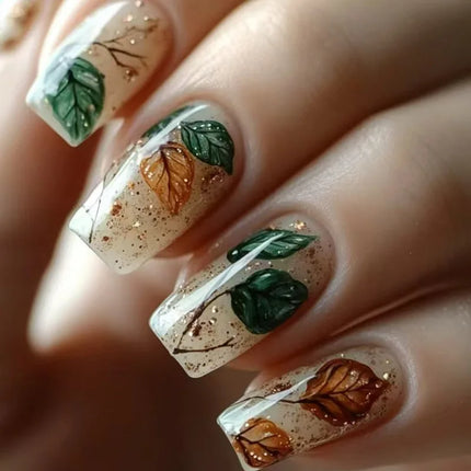 24Pcs Fashion Fake Nails Press on Long Ballet False Nails Art