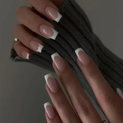 24Pcs French False Nails Almond Fake Nails