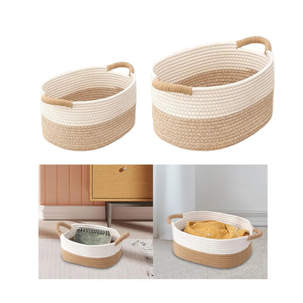Rope Woven Baskets for Organizing Woven Rope Storage Basket Multifunctional Toy Basket for Desktop Nursery Office Bathroom Books