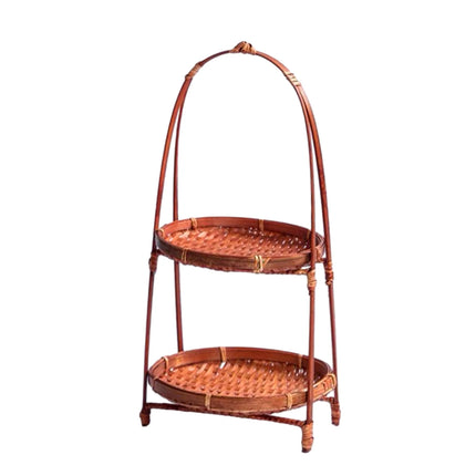 Bamboo Hand -Woven Fruit Plate Multi -Layer Refreshment Disk Display Shelf Bamboo Strip Basket Hotel Pastry Basket Fruit Plate