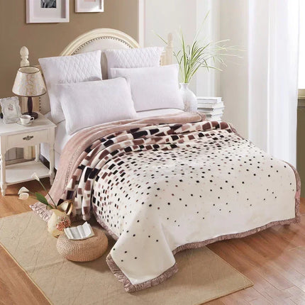 200*230cm 3.5Kg Thick Warm Fluffy Blankets Super Soft Raschel Stitch Double Layer Winter Mink Throw Fat Quilts Double Size