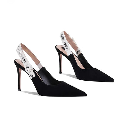 Spring and Summer New High Heels Leather Pointed Bow Side and Rear Thin Heel High Heel Single Shoes