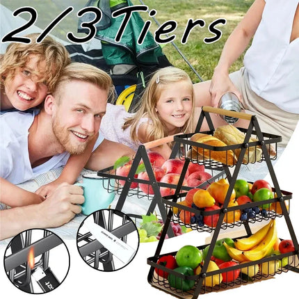 2/3 Tiers Countertop Fruit Basket,Portable Fruit Bowle Basket Kitchen Organizer Storage & Dining Room Fruits Vegetable Snacks
