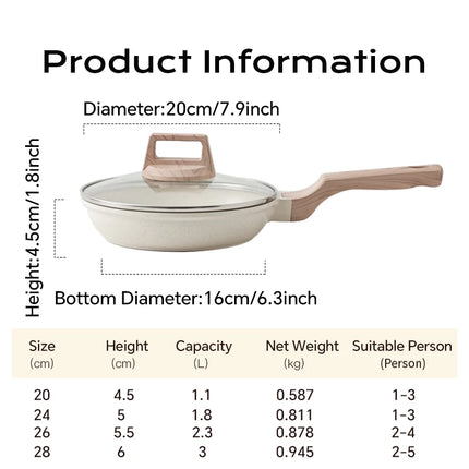 DONNOR Durable Frying Pan Wok Pan Non-stick Ceramic Pot Induction Gas Stove Universal Cookware
